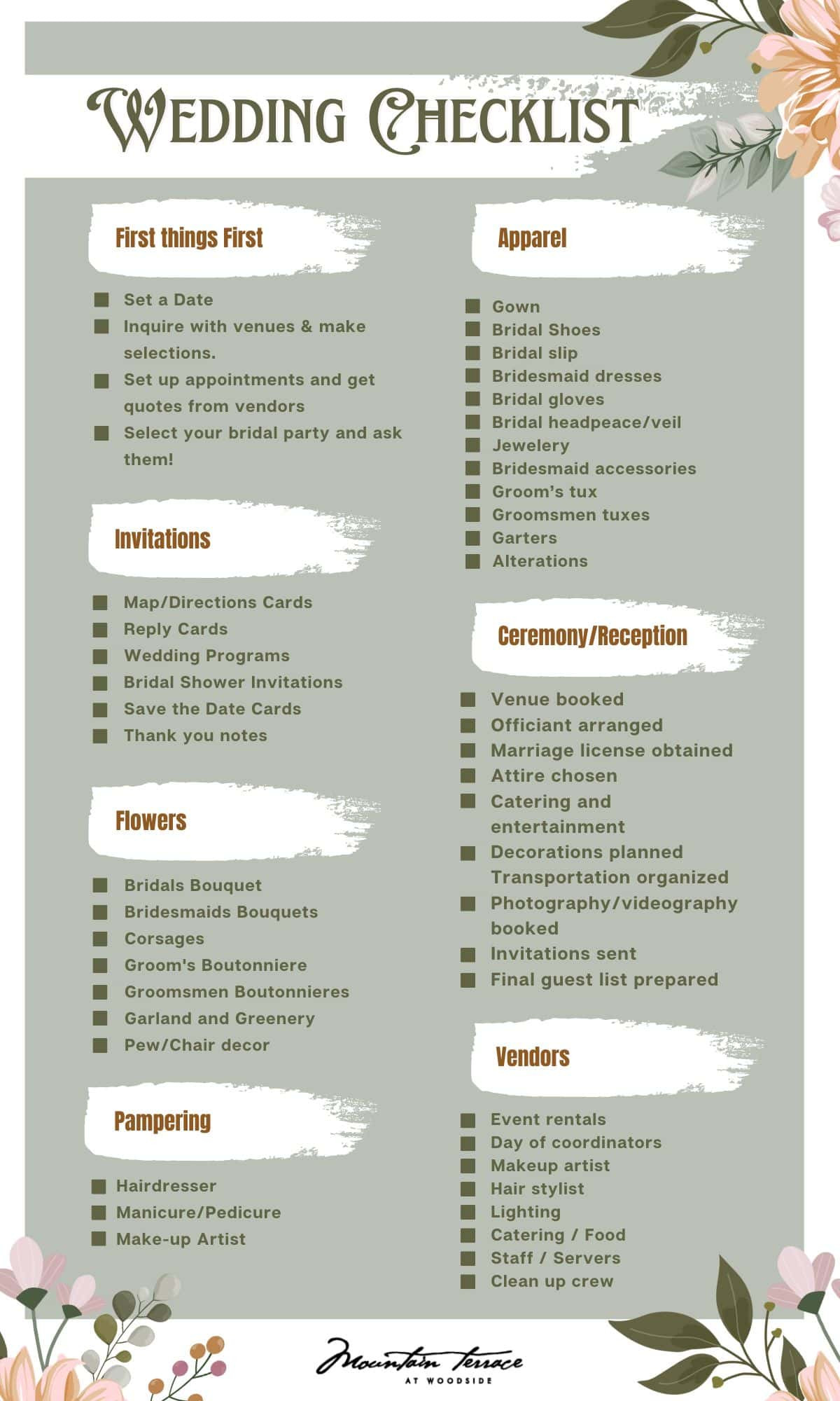 sample wedding checklist template