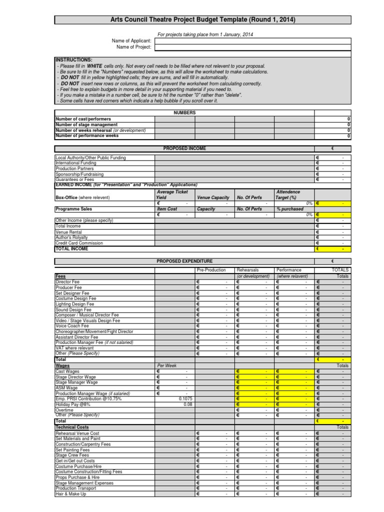 sample theatre production budget template