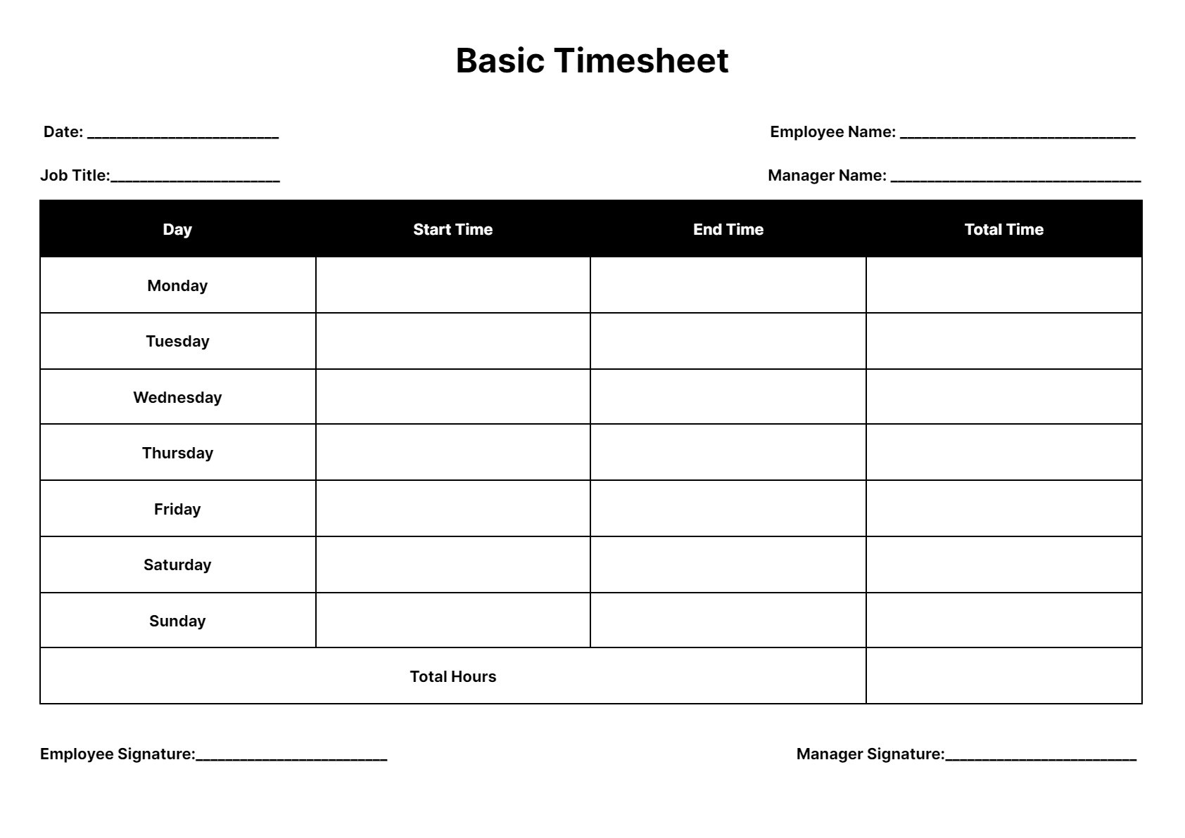 sample employee weekly timesheet template