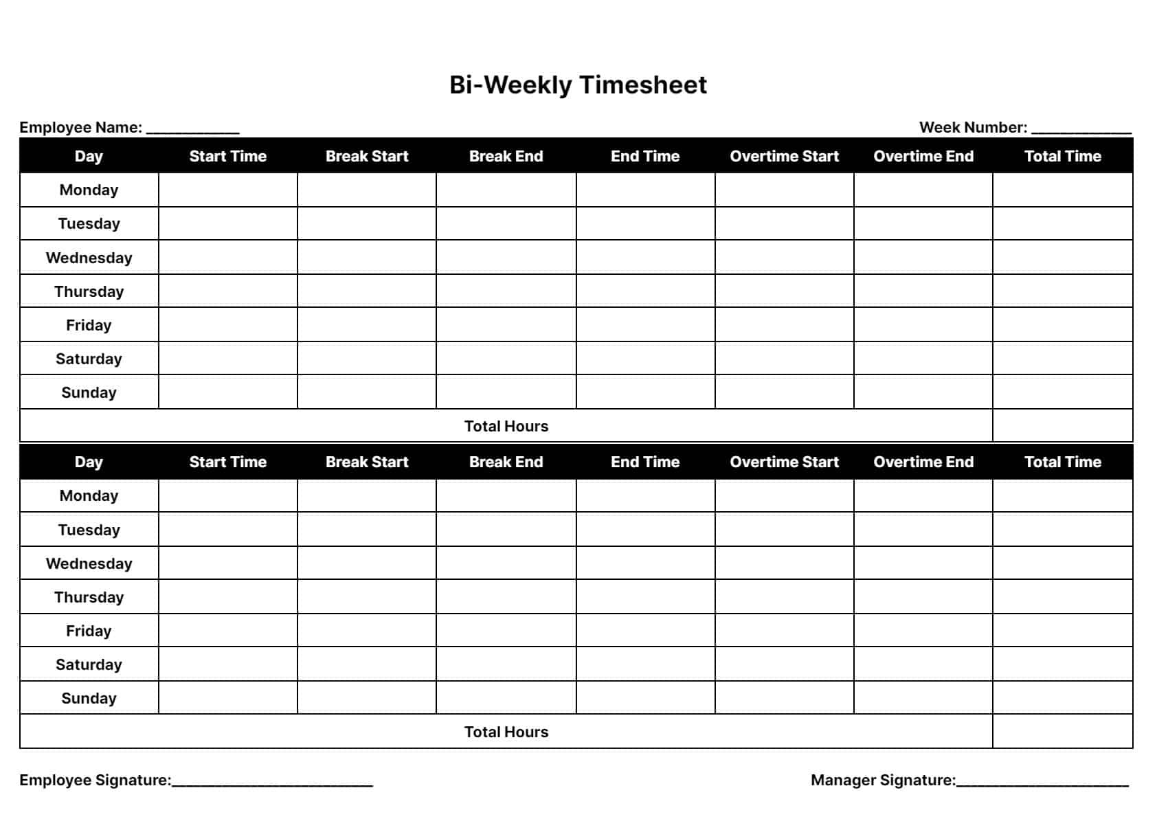 sample bi-monthly timesheet template