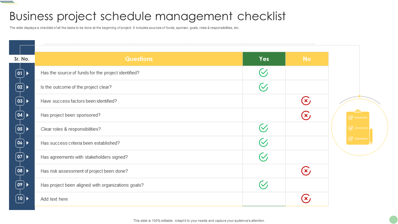 sample project management checklist template