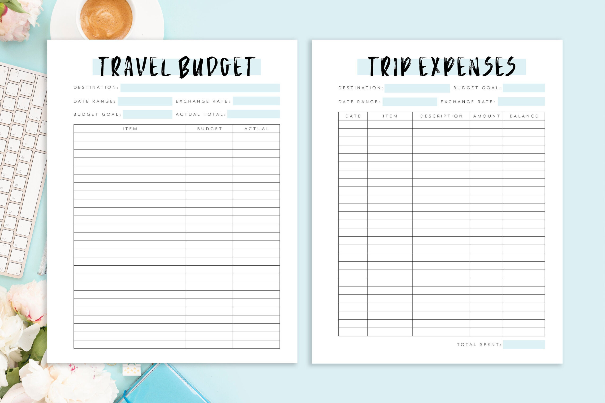 sample trip planner budget template