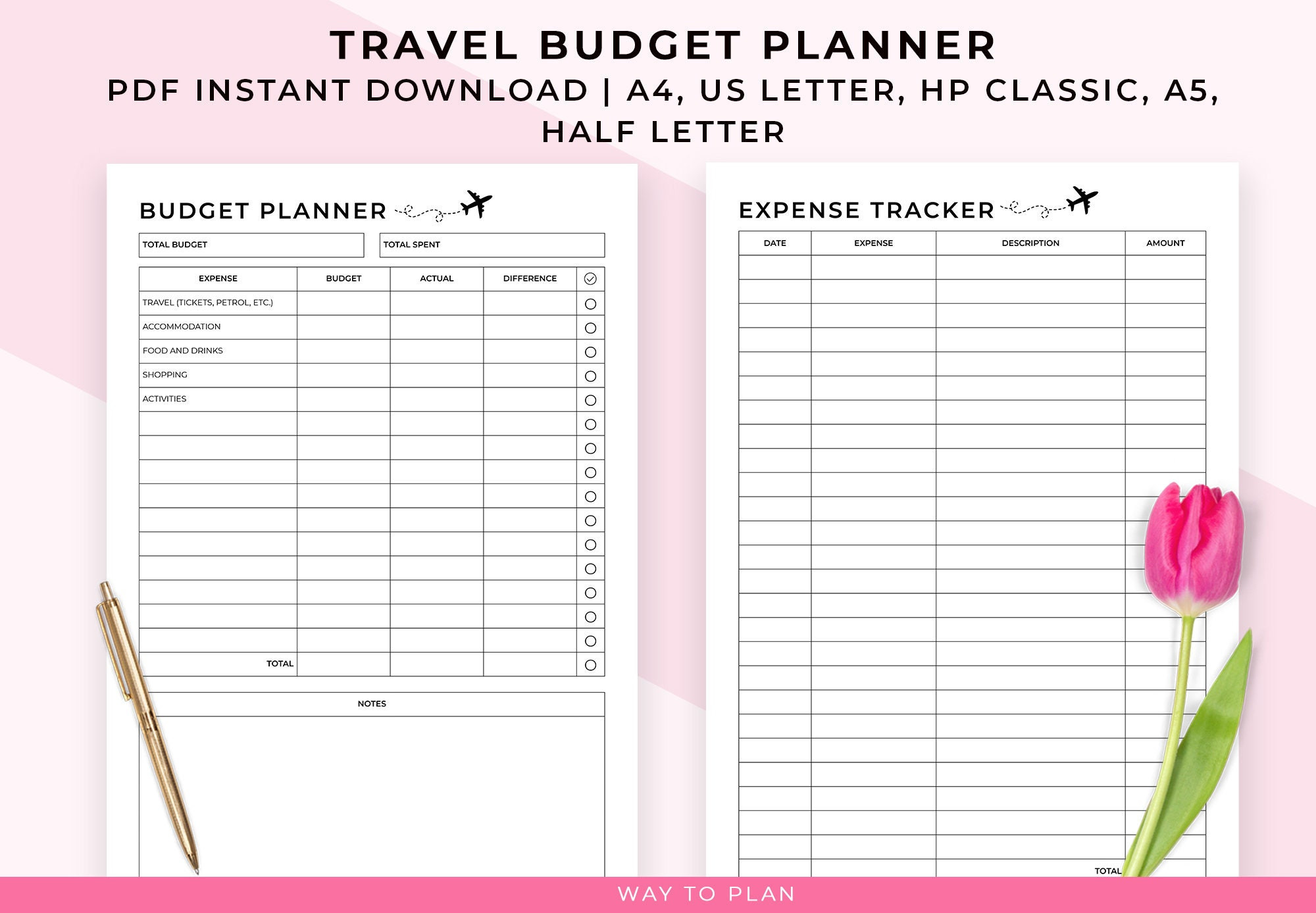 sample trip planner budget template