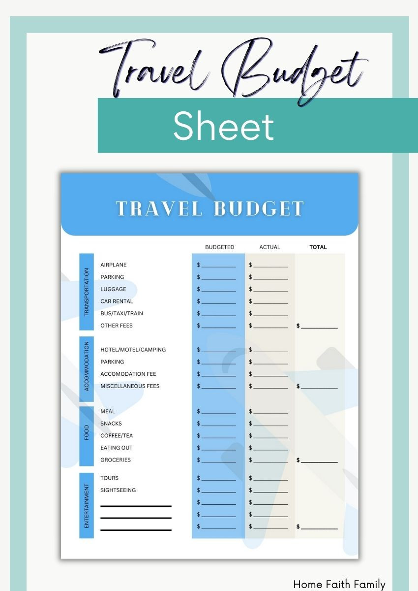 sample vacation budget template