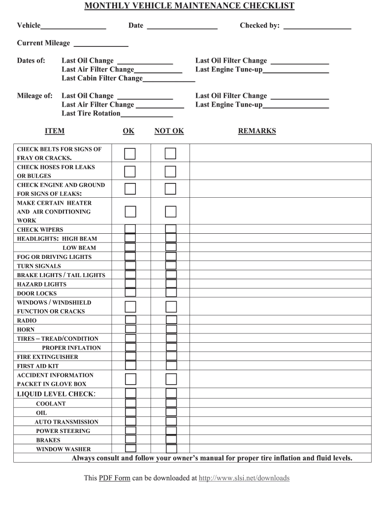 Truck Maintenance Checklist Pdf - Fill Online, Printable, Fillable