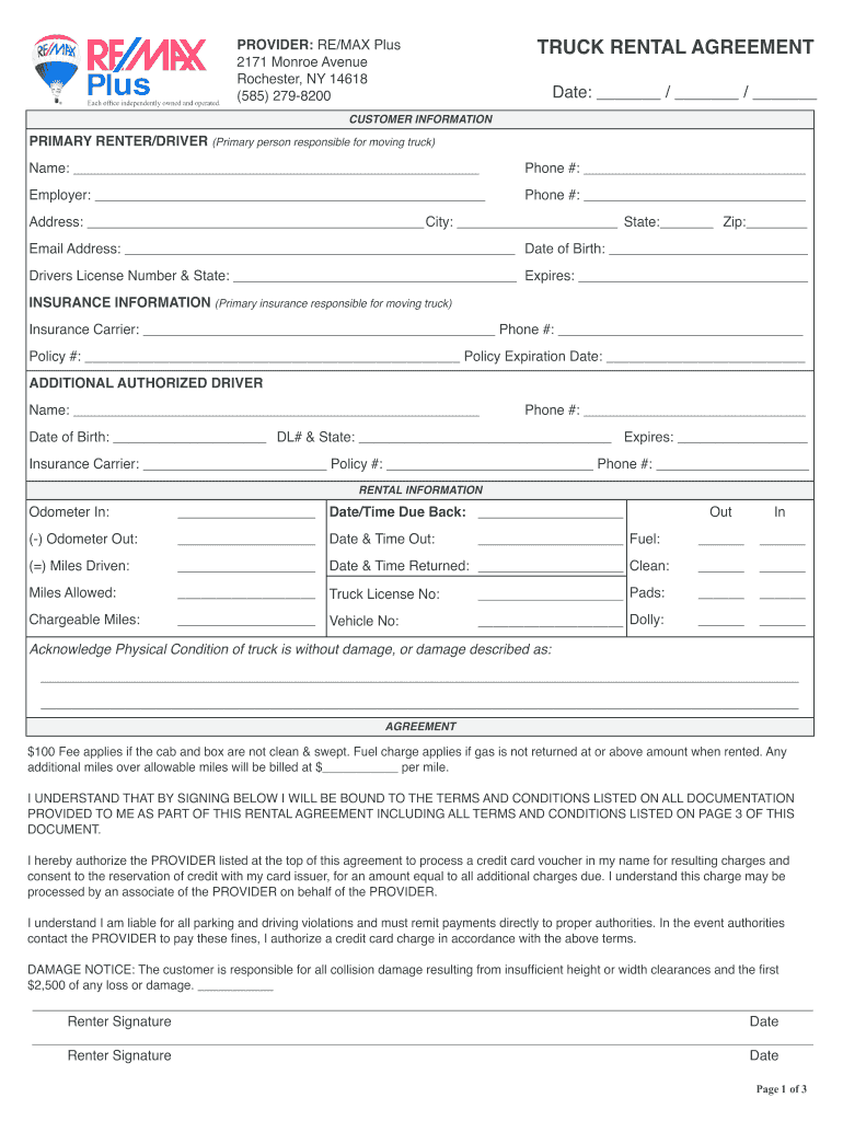 sample truck lease agreement template