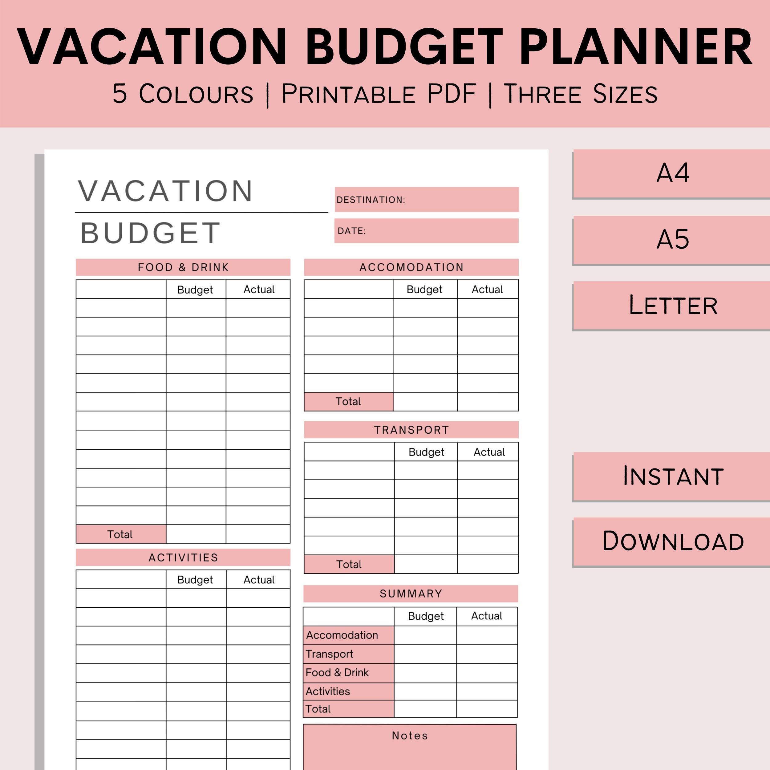 》Printable Trip Planner Budget Template