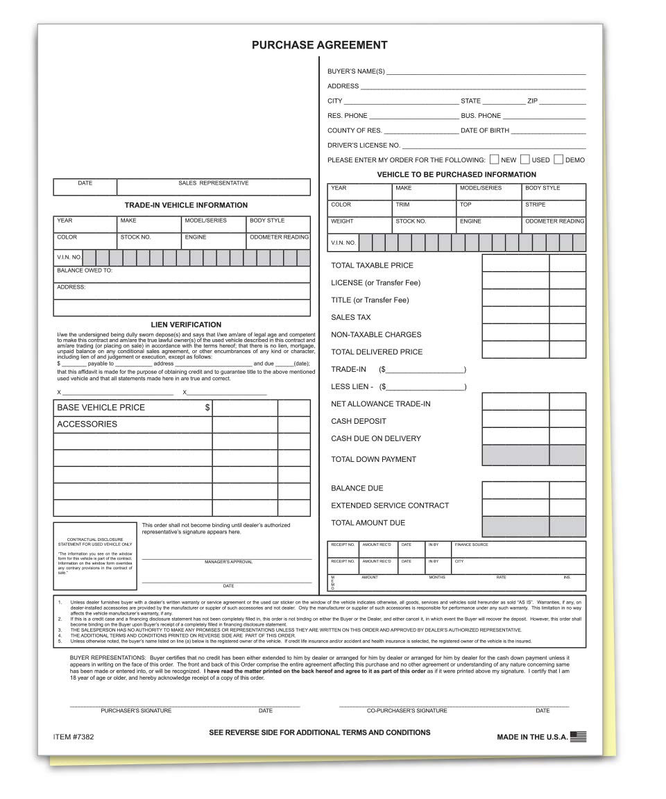 sample car sale agreement template