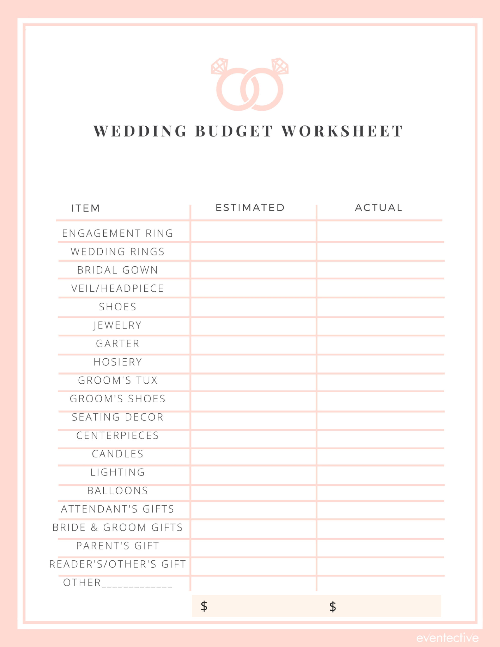 sample bridal shower budget template