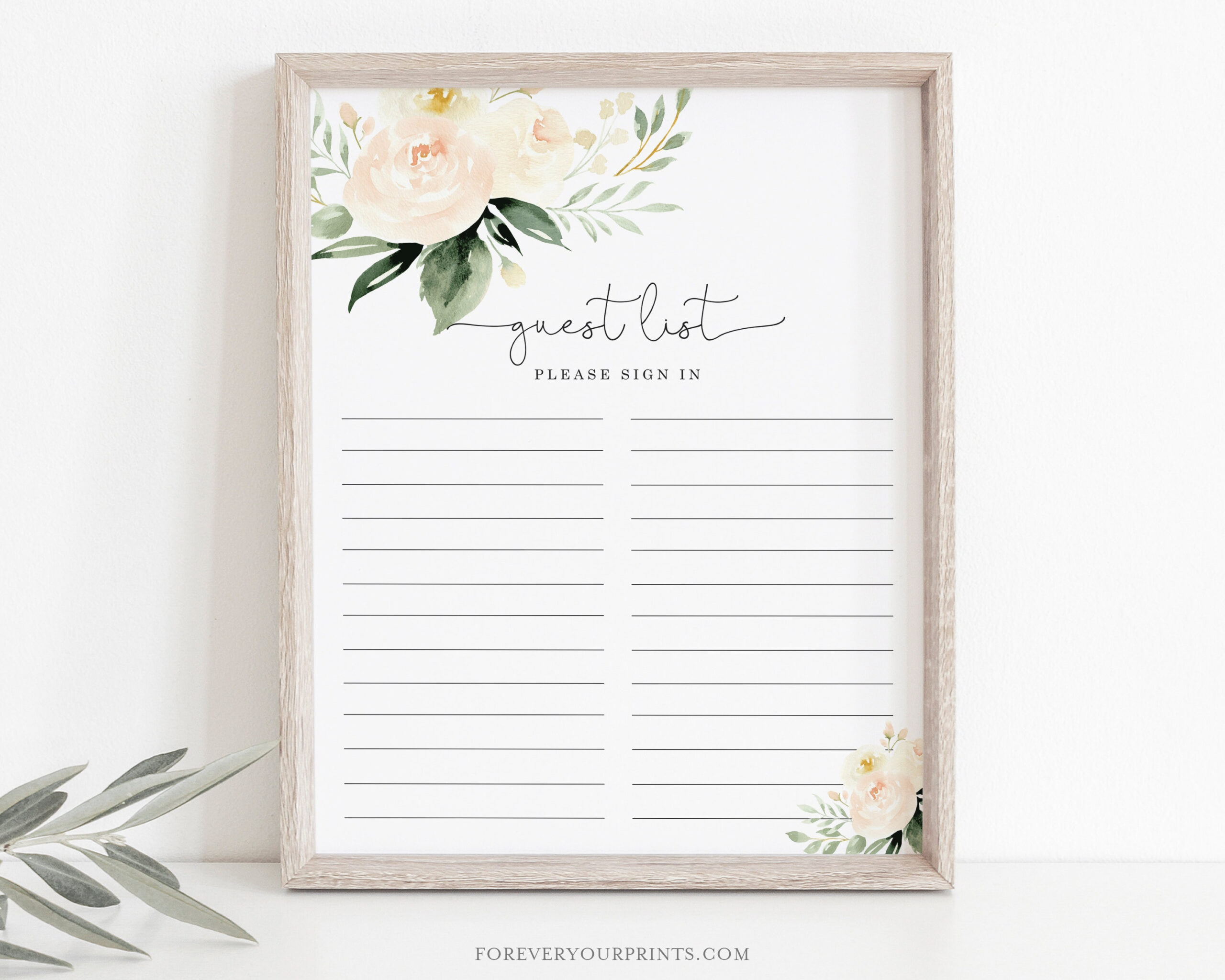 》Printable Bridal Shower Guest List Template