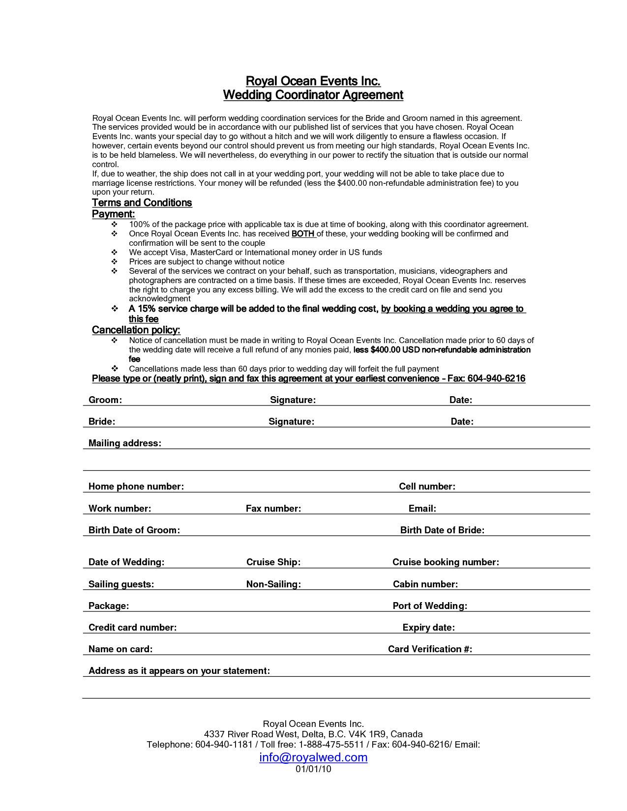 sample Wedding Planner Agreement Template