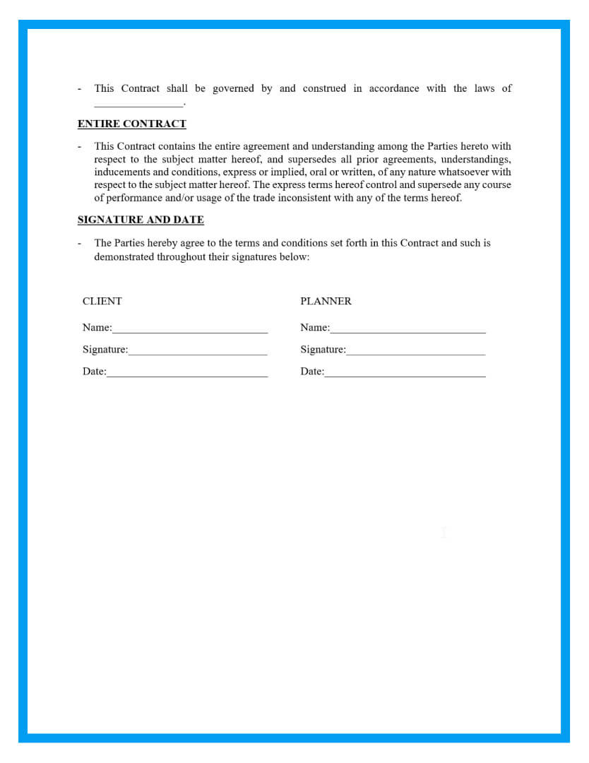 sample Wedding Planner Agreement Template