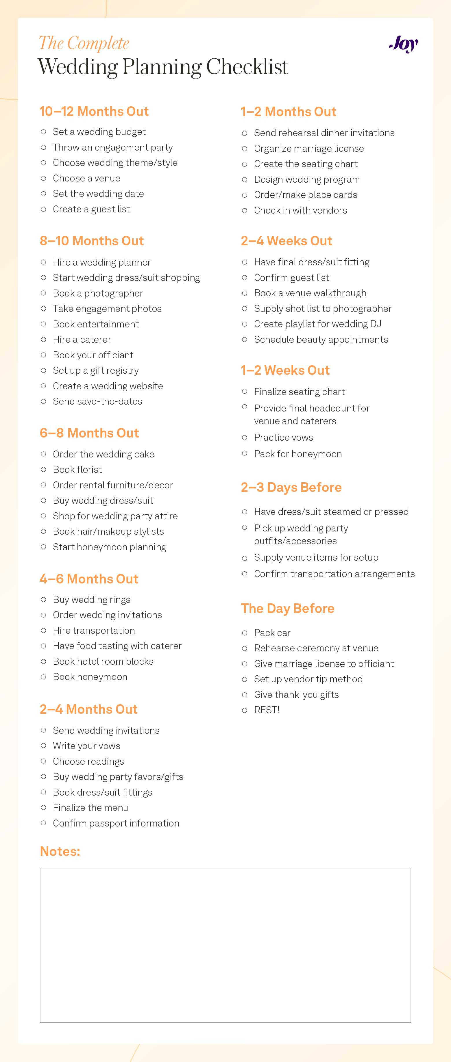 sample wedding checklist template