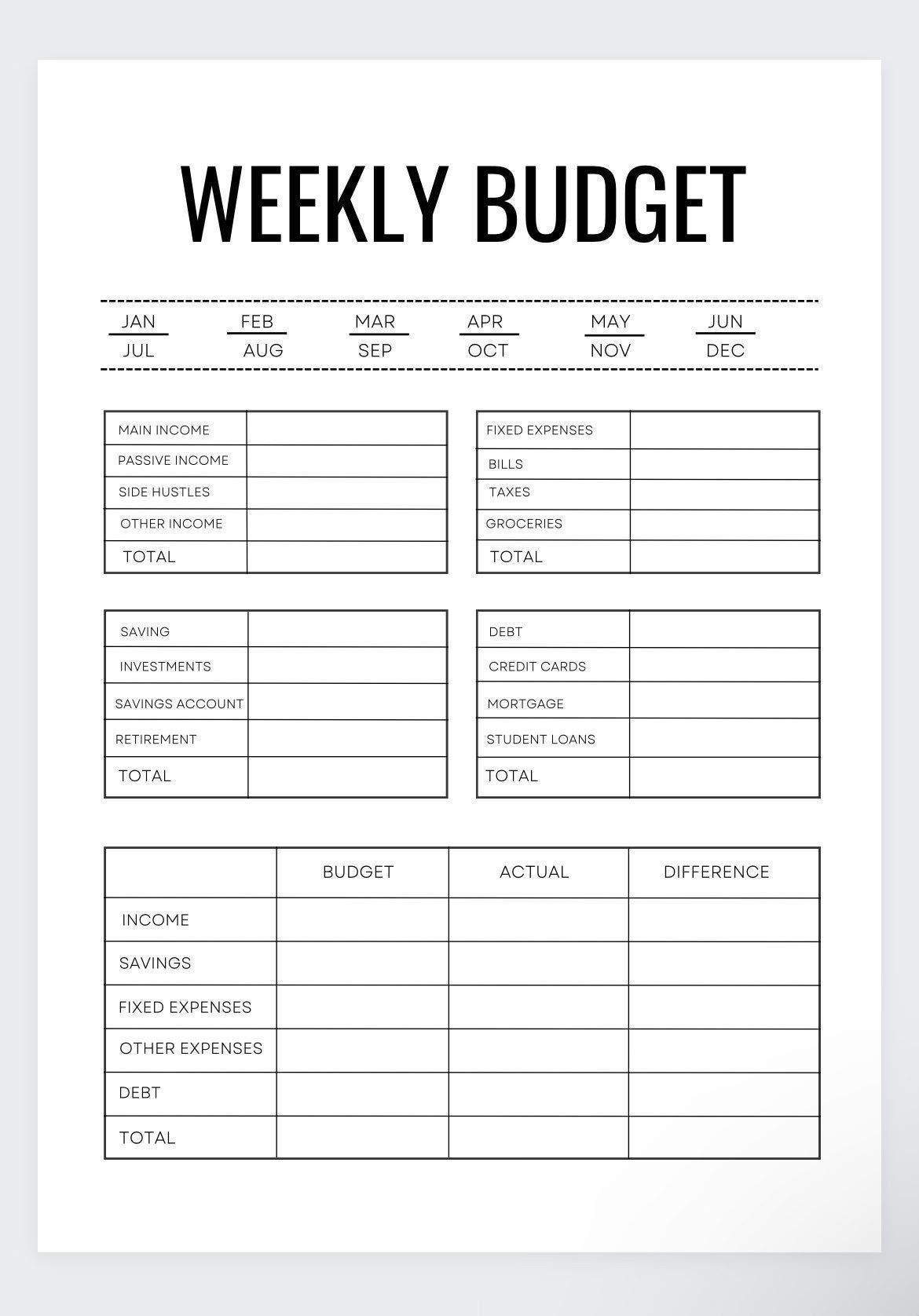 sample weekly paycheck budget template