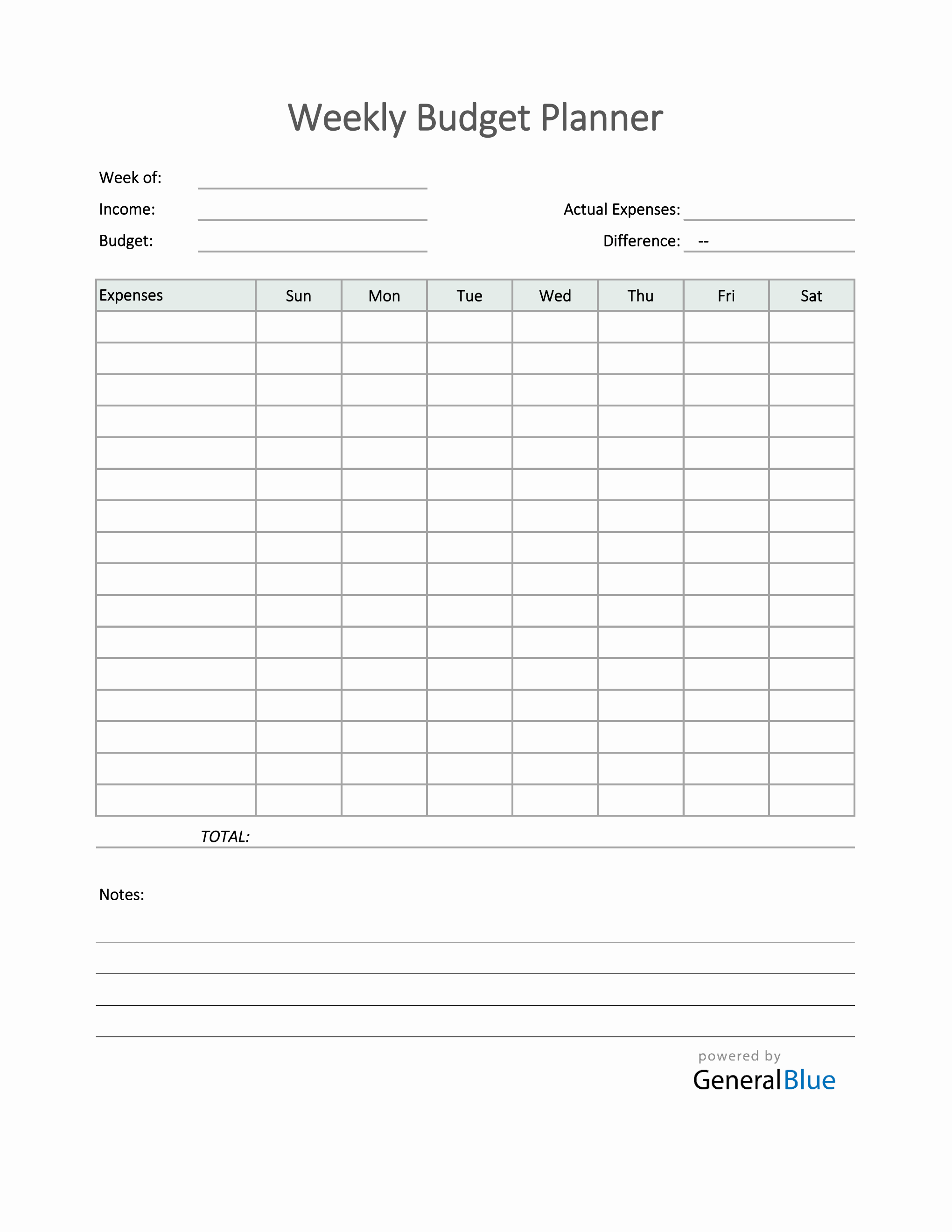 sample weekly pay budget template