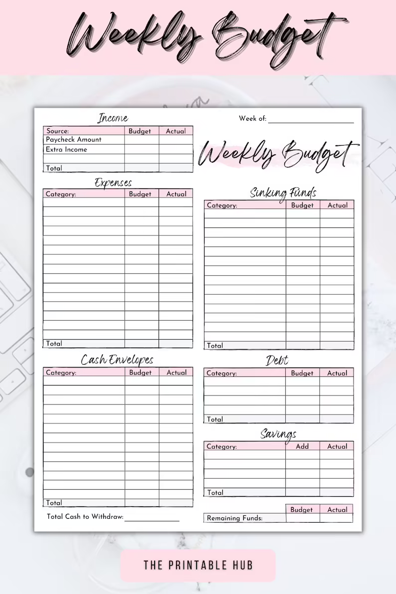 sample weekly paycheck budget template