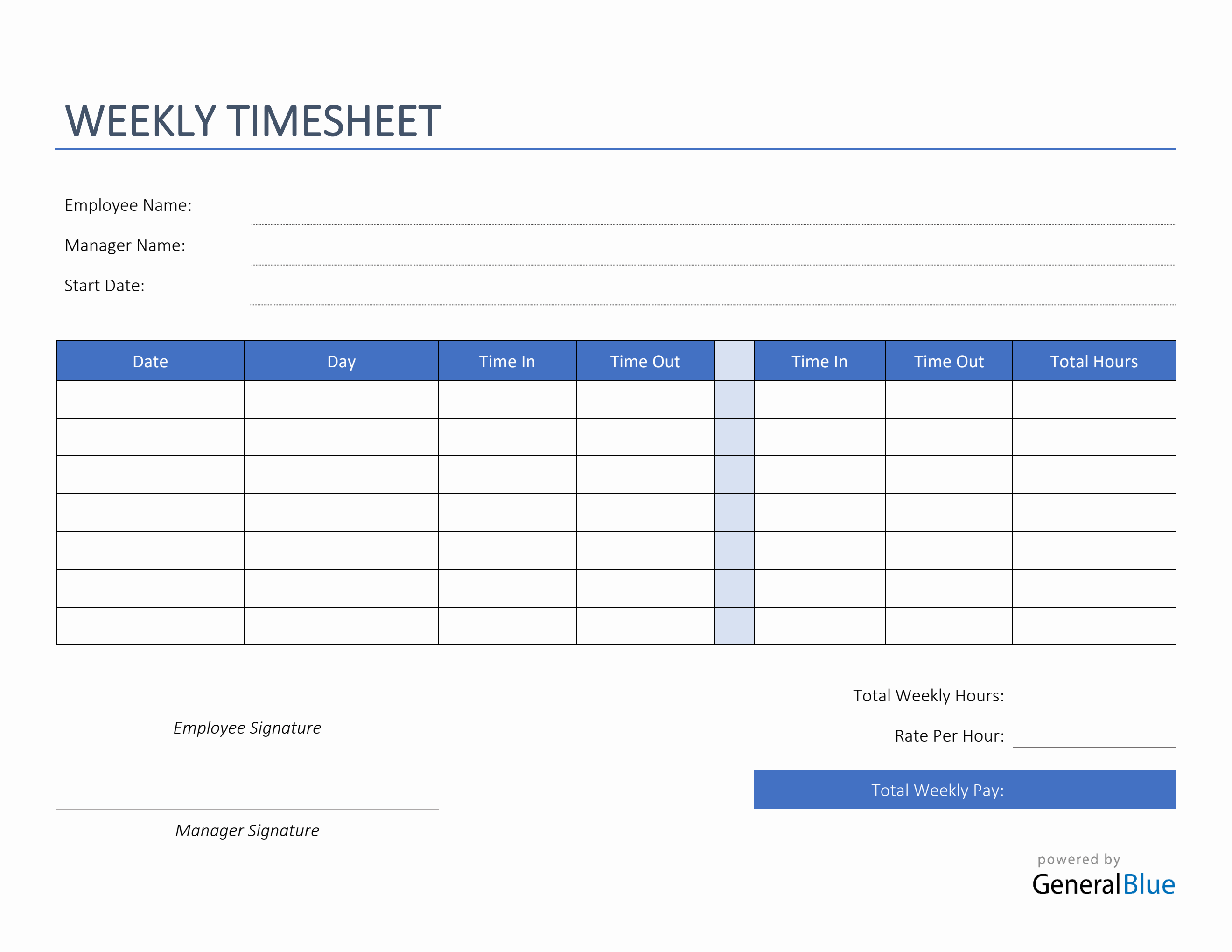 sample employee weekly timesheet template