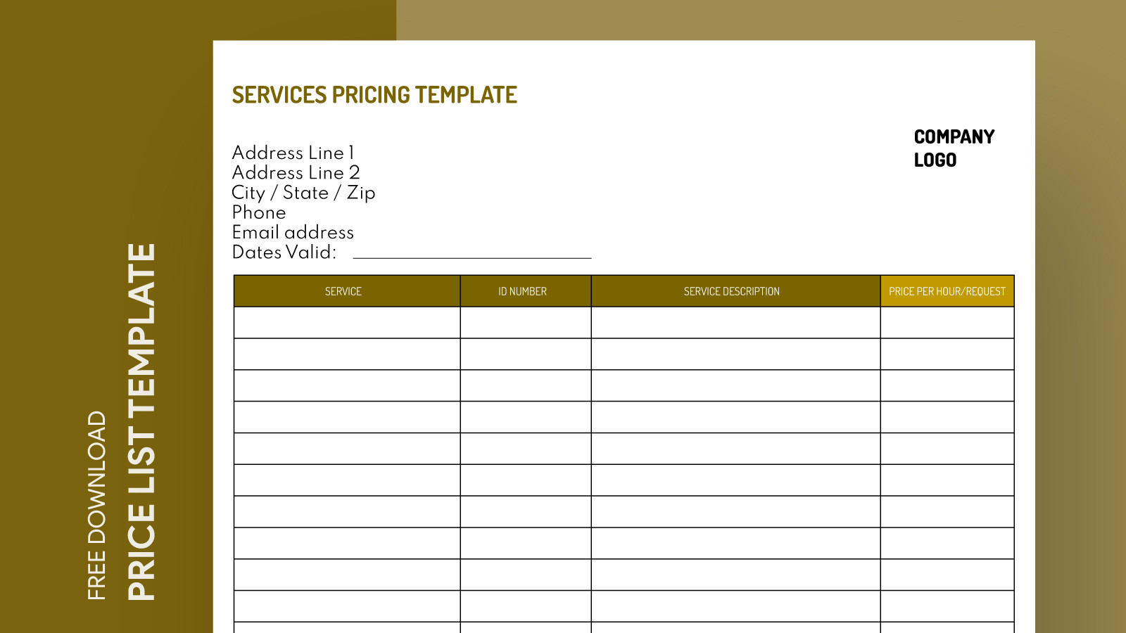 sample Wholesale Price List Template