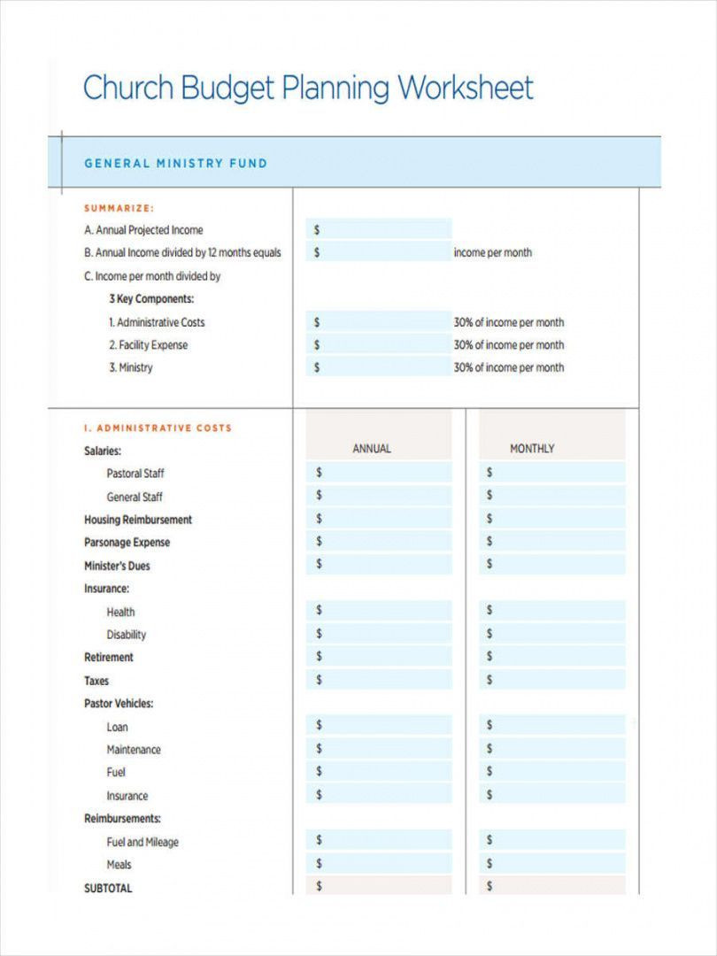 sample youth ministry budget template