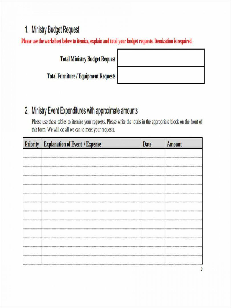 sample youth ministry budget template